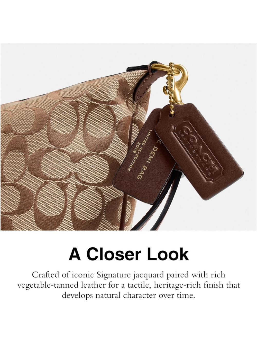 Coach Beige/Khaki Signature Jacquard Demi Shoulder Bag - New - Picture 5 of 5